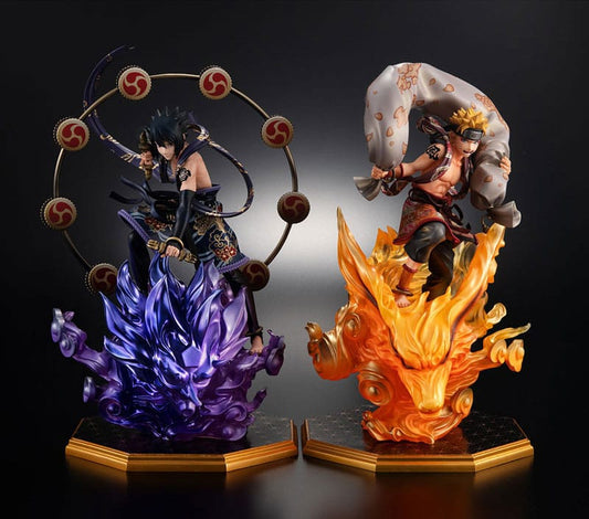 Naruto Shippuden Estatuas PVC Precious G.E.M. Series Naruto Uzumaki Wind God & Sasuke Uchiha Thunder God 28 cm